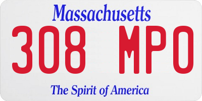 MA license plate 308MP0
