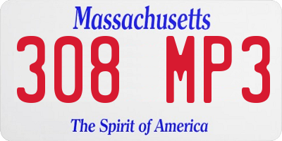 MA license plate 308MP3