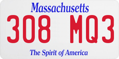 MA license plate 308MQ3