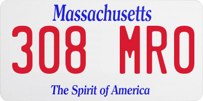 MA license plate 308MR0