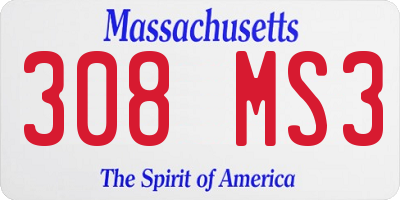 MA license plate 308MS3