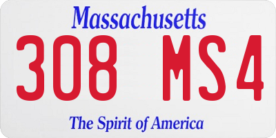 MA license plate 308MS4