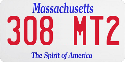 MA license plate 308MT2