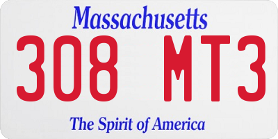 MA license plate 308MT3