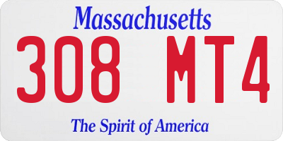 MA license plate 308MT4