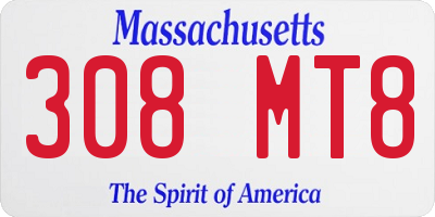 MA license plate 308MT8