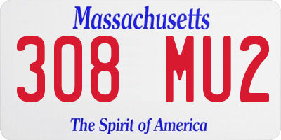 MA license plate 308MU2
