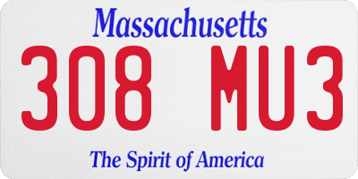 MA license plate 308MU3