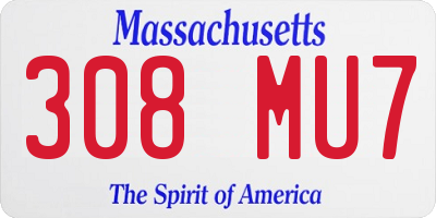 MA license plate 308MU7