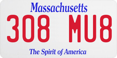 MA license plate 308MU8