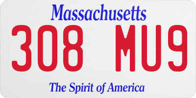 MA license plate 308MU9