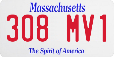 MA license plate 308MV1