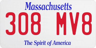 MA license plate 308MV8