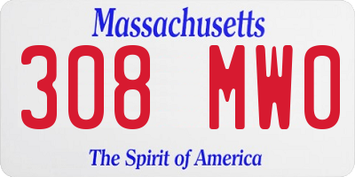 MA license plate 308MW0