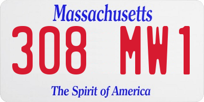 MA license plate 308MW1
