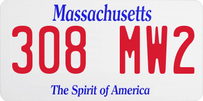 MA license plate 308MW2