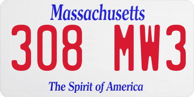 MA license plate 308MW3