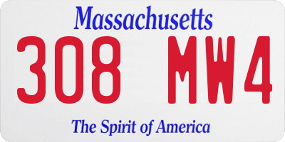 MA license plate 308MW4
