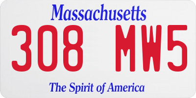 MA license plate 308MW5