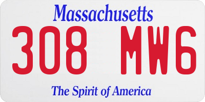 MA license plate 308MW6