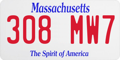 MA license plate 308MW7