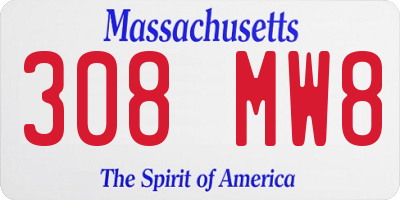 MA license plate 308MW8