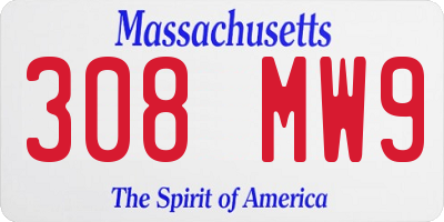 MA license plate 308MW9