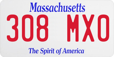 MA license plate 308MX0