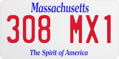 MA license plate 308MX1