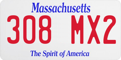 MA license plate 308MX2
