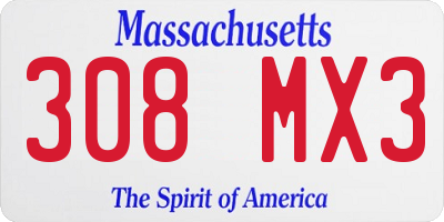 MA license plate 308MX3