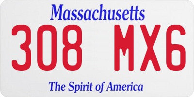 MA license plate 308MX6