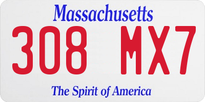 MA license plate 308MX7