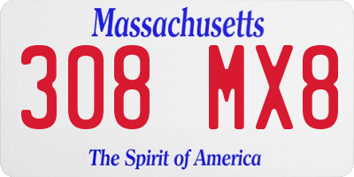MA license plate 308MX8