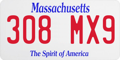 MA license plate 308MX9