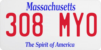 MA license plate 308MY0