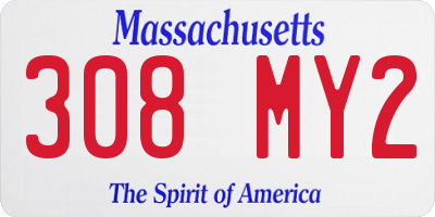 MA license plate 308MY2