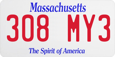MA license plate 308MY3