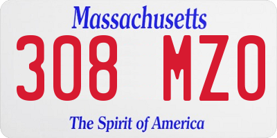 MA license plate 308MZ0