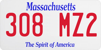 MA license plate 308MZ2
