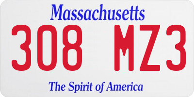 MA license plate 308MZ3