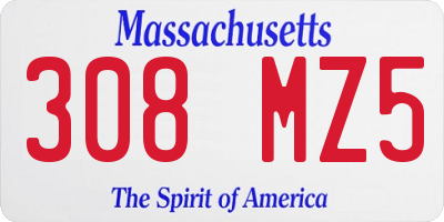 MA license plate 308MZ5