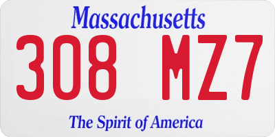 MA license plate 308MZ7
