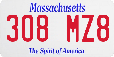 MA license plate 308MZ8