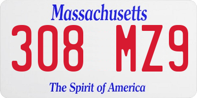 MA license plate 308MZ9