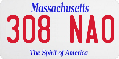 MA license plate 308NA0