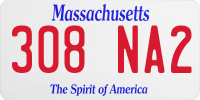MA license plate 308NA2