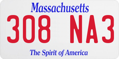 MA license plate 308NA3