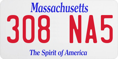 MA license plate 308NA5