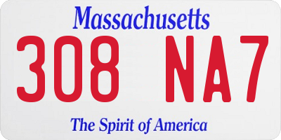 MA license plate 308NA7